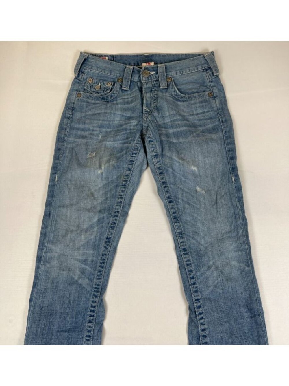 Vtg True Religion Women's Jeans Size 24 Blue Denim Flap Pocket Stitching Casual - Picture 7 of 12